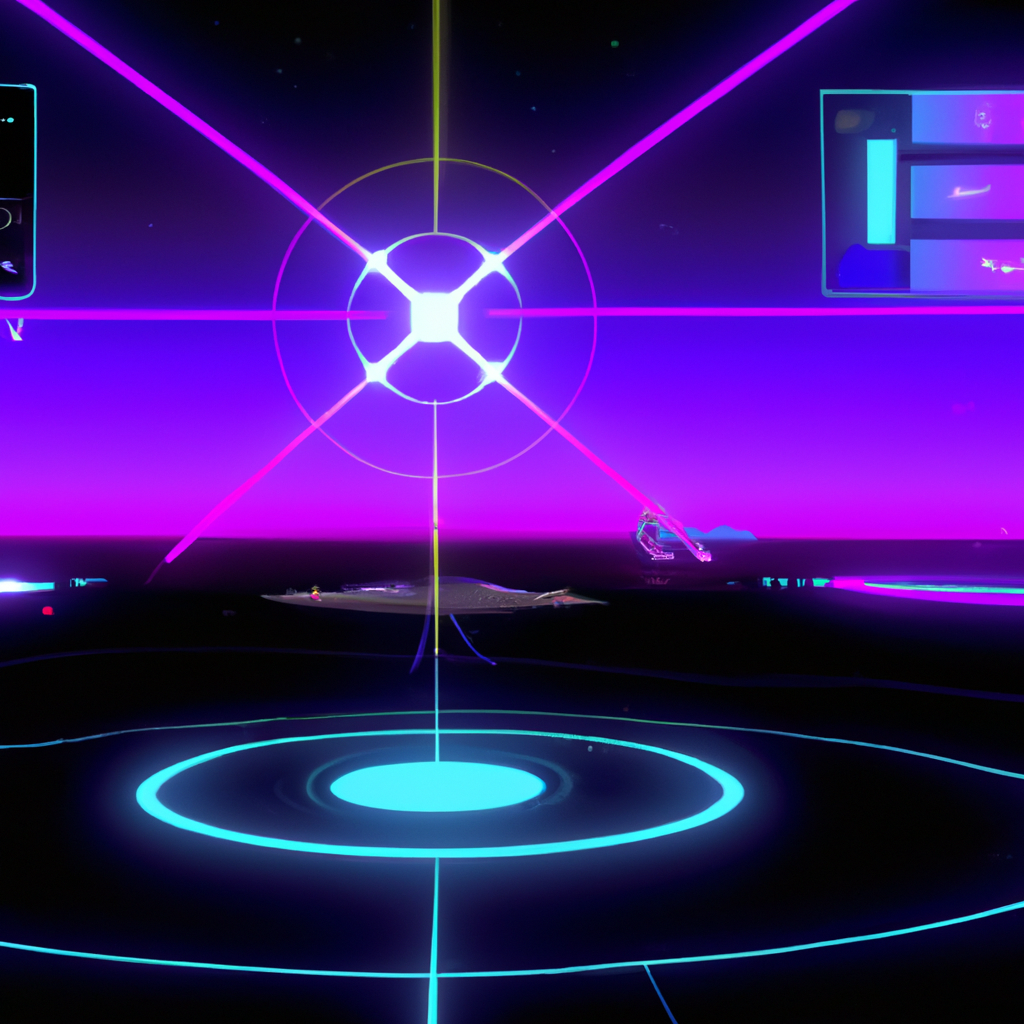 Футуристичный интерфейс панели: неоновый сине-фиолетовый градиент, современные графики, карты, стеклянные панели, высокодетализированный 3D-рендер, арт высокого уровня 3840x2160